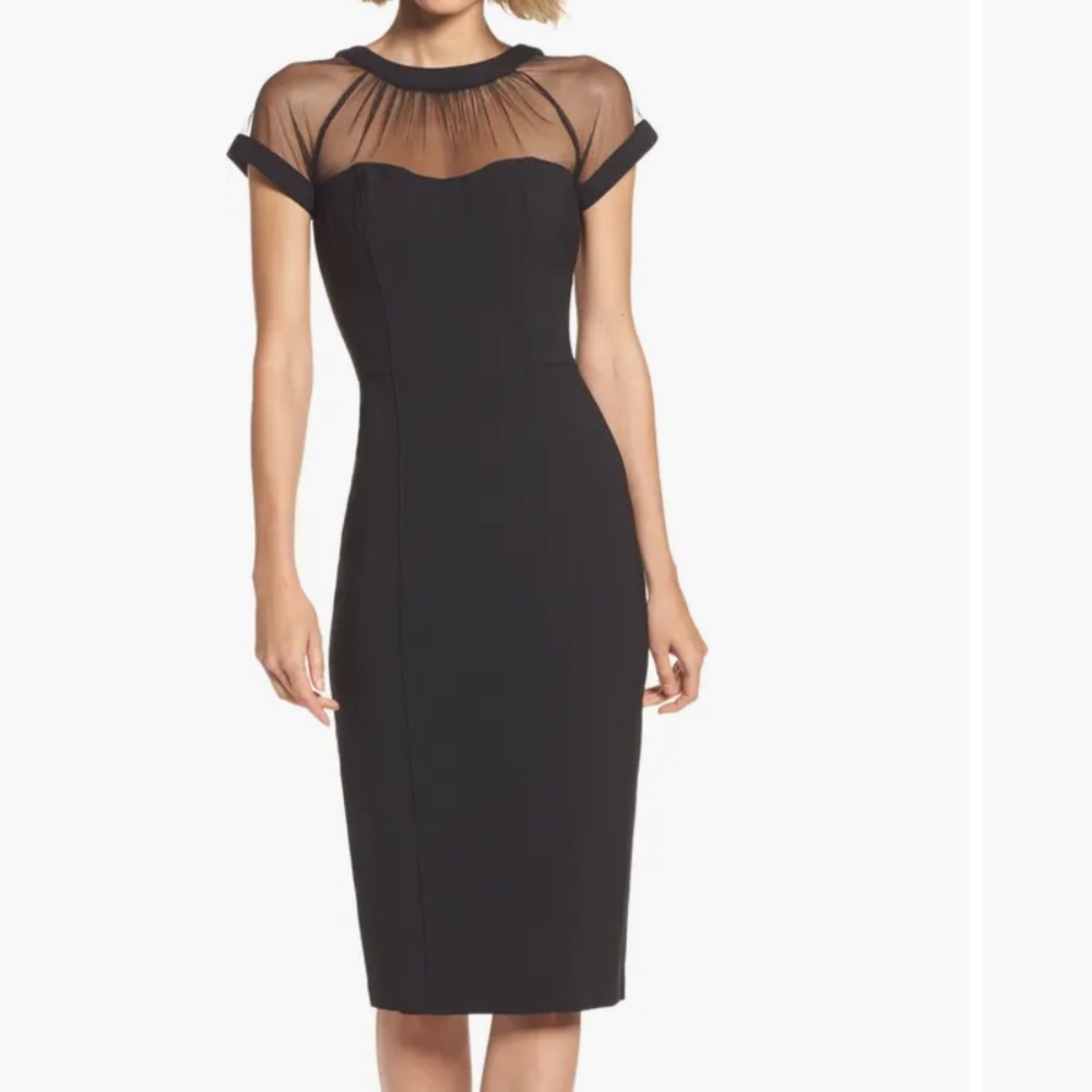 Maggie London Illusion Yoke Crepe Cocktail Dress